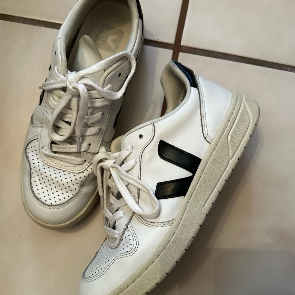 Veja White Sneakers with Black Detailing